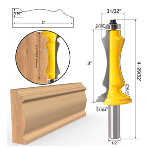 L-N054 1PC Cửa & cửa sổ vỏ Router bit-1/2 "Shank dòng dao cửa dao chế biến gỗ cắt vỏ Router bit - Product Image 2