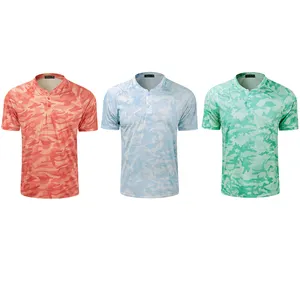 Men blade collar golf polo shirts UPF 50+ sun protection camouflage printing light weight quick dry tshirt Camo Tops Hot Sale