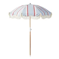 مخصص الفاخرة المحمولة 8 أقدام ، خمر بوهو خشبية القطب قماش الأصفر هامش الشمس في الهواء الطلق المظلات مظلات الشاطئ مع شرابات