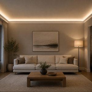 Moulure de <span class=keywords><strong>plafond</strong></span> <span class=keywords><strong>LED</strong></span> blanche moderne Banruo en PS avec éclairage dissimulé pour la décoration intérieure - Product Image 3