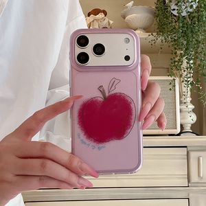 Custodia per iPhone 17 Pro Max 16 15 14 Pro a doppio strato stampata IMD con motivo graffiti e pittura a olio, design mela rossa - Product Image 3