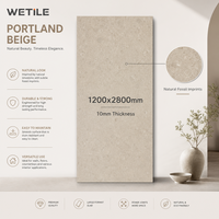 Dalle en pierre frittée beige Portland grand format 1200x2800mm avec traces fossiles pour mur, sol et plan de travail