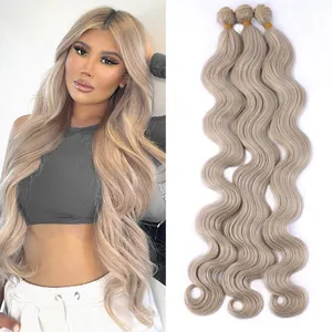 26 Inches Synthetic Long Body Wave Bundles Black Brown Blonde High Temperature Fiber Hair Extension For Women