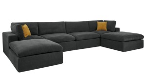 Ensemble modulaire sectionnel en tissu, design en U surdimensionné effet nuage, mousse haute densité, assise profonde, idéal pour appartement - Product Image 4