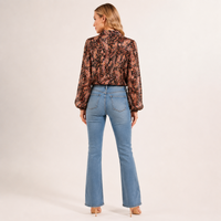 Chemisier à manches longues pour femme, noir et marron, à fleurs, pour le bureau, décontracté, chic, élégant, printemps/été 2026