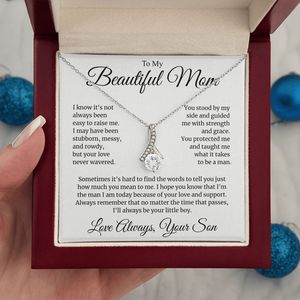 Collier Pendentif Goutte d'Eau Classique en Cuivre « Ma Belle Maman » avec Carte Texte Personnalisée – Cadeau d'Appréciation Fils-Maman pour la Fête des Mères et Anniversaire - Product Image 5