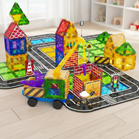 Ensemble de blocs de construction magnétiques en plastique colorés pour fenêtres, avec plaque de base routière, panneaux de signalisation, poupées, voitures jouets, éducatif pour enfants, DIY