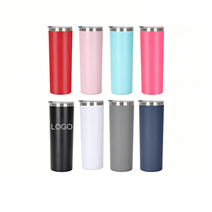 Gobelet isotherme droit et fin de 20 oz pour sublimation, en acier inoxydable 304, avec couvercle transparent - Product Image 1
