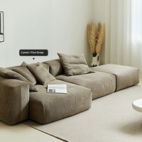 Ensemble de canapés modulaires Youhan de style nordique minimaliste italien, compressé sous vide, en tissu de velours côtelé, avec housse amovible et lavable, pour salons