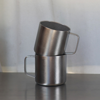 Mug à double paroi en titane pur de 400 ml avec poignée, tasse à café en titane ultra légère et isolée pour le camping en plein air, la maison et le bureau