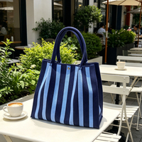 Sac en tricot de grande capacité en polyester, cabas spacieux en tricot avec bouton-pression, pour les courses, la plage, les voyages et l'usage quotidien