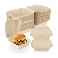 Boîtes alimentaires en bagasse de qualité supérieure, jetables, biodégradables, recyclables, empilables, pour la conservation des aliments, taille personnalisée, avec couvercle