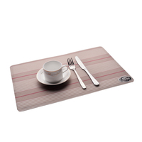 Napperons imprimés RNPT en PVC, coins arrondis, motif botanique beige, napperons de table en plastique pour restaurants et hôtels