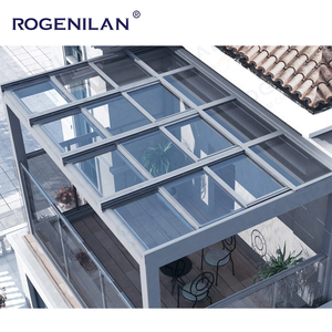 Pergola de patio Rogenilan avec toit personnalisé, fenêtres coulissantes empilables, gazebo avec grande vue, puits de lumière pliants en aluminium et verre pour les maisons - Product Image 2