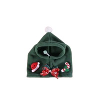 Chapeau de Noël pour animaux de compagnie, motif sapin de Noël de dessin animé avec canne en sucre et nœud, couvre-tête chaud pour chien et chat, décoration de fête de fin d'année