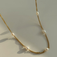 Collar Dazan 2023, Nuevo, Chapado en Oro de 18k, Acero Inoxidable Antideslustre, Serie Invierno, Perla Natural de Agua Dulce, Hecho a Mano