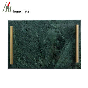 Plateau en marbre vert nouvelle tendance, Restaurant de luxe, 30x20cm, avec poignée de couleur or, offre spéciale - Product Image 4