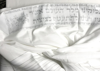 Vente en gros et conception de logo personnalisée grande taille 140x190 cm châle de prière Talit messianique couleur blanche Talit juif d'Israël