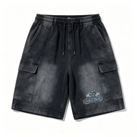 Shorts cargo Bermuda Kornit DTG avec motif graphique Tiny Wing Gothic Tag Splash, poches cargo double face, coupe ample, style workwear