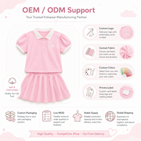 Ensemble haut polo rose et jupe plissée pour filles, style scolaire d'été, vêtements de tennis pour enfants, 95% coton, étiquette privée OEM personnalisée