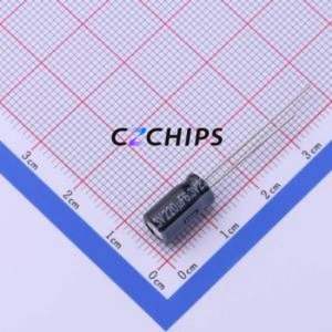 Condensador Electrolítico de Aluminio de Orificio Pasante EEUFR0J221, Orificio Pasante, D6.3xL11.2mm 220uF 20% 6.3V 455mA-100kHz - Product Image 1