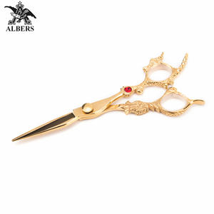 Ciseaux de coiffure professionnels ALBERS VG10 en acier, 6 pouces, dorés, pointe de lame tranchante, 62-63 HRC, pour droitiers, salon de coiffure - Product Image 5