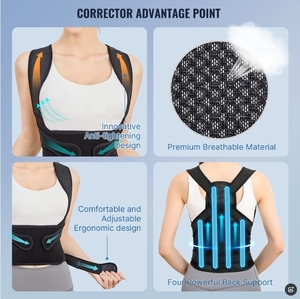 Neoprene pelurus bahu punggung terbuka, sabuk pendukung postur punggung bawah korektif, tidak terlihat Anti bungkuk profesional - Product Image 4