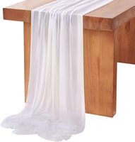 Chemin de table en mousseline de soie blanche transparente de 3 mètres, tissu de recouvrement pour arche de mariage, pour décoration de fête nuptiale et d'anniversaire