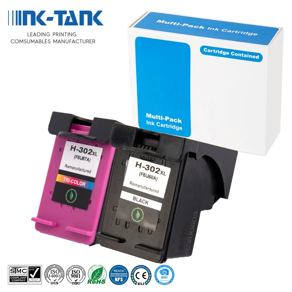 INK-TANK 302XL 302 XL HP 데스크젯 5220 5230 3630 프린터에 대한 HP302 용 프리미엄 재제조 잉크 카트리지