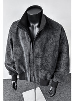 Blouson Bomber Coupe-Vent en Similicuir Effet Peau de Mouton pour Homme – Style Américain Rétro Tendance Décontracté en Daim pour Printemps-Automne
