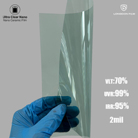Película de Tinte para Ventanas, Nano Cerámica, Protección Solar UV, Interior Anti-Rayones, PET Resistente a los Rayos UV, 2 Mil