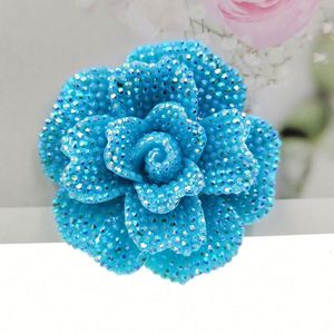 Grandes fleurs de rose 3D en strass, cabochons en résine à dos plat, embellissements légers pour coiffes, scrapbooking et loisirs créatifs - Product Image 3