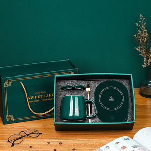 Gift Box Ceramics Cup Set Self Heated Mug Temperature Control <b>Smart</b> Electric Coffee Mug <b>Heater</b> Cup Warmer Coffee Coaster Warmer - Product Image 4
