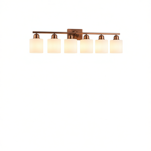Applique murale moderne 6 lumières en fer cuivré pour salle de bain, 38 pouces, LED blanc chaud brossé, pour miroir - Product Image 1