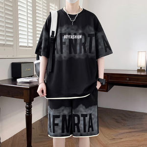 ANSZKTN Conjunto de <span class=keywords><strong>manga</strong></span> corta de verano para hombre, tendencia de verano, estampado japonés, suelto y versátil, diseño deportivo y de ocio - Product Image 1