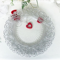 Assiettes de présentation de mariage en plastique transparent, style américain, 13 pouces, incrustation dorée, écologiques et durables