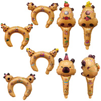 Nouveau Capybara Handheld Stick Ballons Feuille D'aluminium Ballon Activité Atmosphère Maternelle Journée Des Enfants Coiffe Ballons