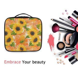 Custom Daisy Flower Travel <b>Makeup</b> Train <b>Case</b> <b>Makeup</b> Cosmetic <b>Case</b> Organizer Portable Artist Storage Bag with Adjustable Divider - Product Image 6