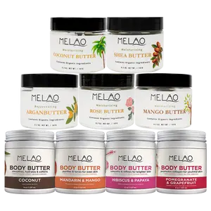 MELAO自有品牌批发纯天然保湿有机照明玫瑰乳木果搅打天然有机身体黄油