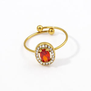 Bagues ouvertes en acier inoxydable de designer plaqué or 18 carats à la mode pour les cadeaux de fiançailles de mariage en gros avec diamant zircon cubique CZ - Product Image 5