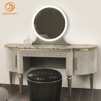Coiffeuse de maquillage nordique personnalisée, en marbre, pour enfant et adulte, blanche avec miroir et tabouret