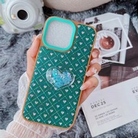 Étui de téléphone portable en cuir PU de luxe en forme de cœur de cristal, compatible avec iPhone 13 14/15 16 17 18 Pro Max