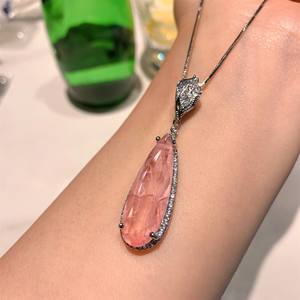 Pendientes y Collar de Polvo de <span class=keywords><strong>Morgan</strong></span> Paraiba, Joyería de Alta Calidad con Diamantes Rosas Completos, Conjunto de Joyería de Fantasía para Mujer, Conjunto de Circonitas - Product Image 4