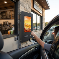 Kiosque tactile extérieur en libre-service compatible SDK, mural, pour la commande et le paiement avec lecteur de codes-barres en option
