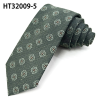 Cravate d'affaires tissée en mélange lin et polyester, motif à pois gris-vert et rayures carrées, personnalisable en usine