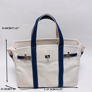 Bolso Tote de Lona Impermeable Grande con Bloques de Color, Abierto, de 14.7 Pulgadas, Espacioso, para el Trabajo, Viajes, Mujeres - Product Image 6