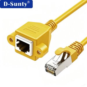 Industrial <b>RJ45</b> Cat6a Gigabit Ethernet Extension Cord with Mounting Ears and Screw Holes for PC Broadband - Product Image 1