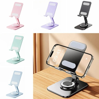 360 °   Support de téléphone rotatif et réglable en métal, support de téléphone portable pliable et portable, support de téléphone de table