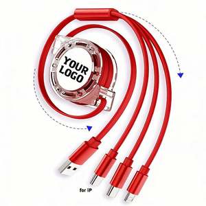 Cable USB Promocional al por Mayor con Logotipo Personalizado, Cable USB 3 en 1 de Carga Rápida, Cable Cargador para Teléfono Móvil para iPhone 13 14 15 - Product Image 1