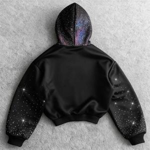 Sudadera con Capucha Oversize Boxy Cropped para Hombre, Estilo Streetwear Vintage con Lavado Ácido, Gráfico 3D Bordado y Estampado, con Pedrería, Colección 2026 - Product Image 3